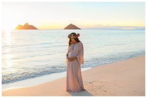 Oahu Sunrise Maternity Session at Lanikai Beach